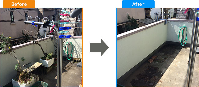 ベランダ植木処分・観葉植物処分・土・プランター処分 Before,After 2